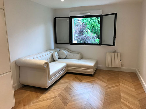 Parquet massif chêne verni - Point de hongrie chêne massif verni brosse naturel select  90x14x510mm - certifié fsc 100 %