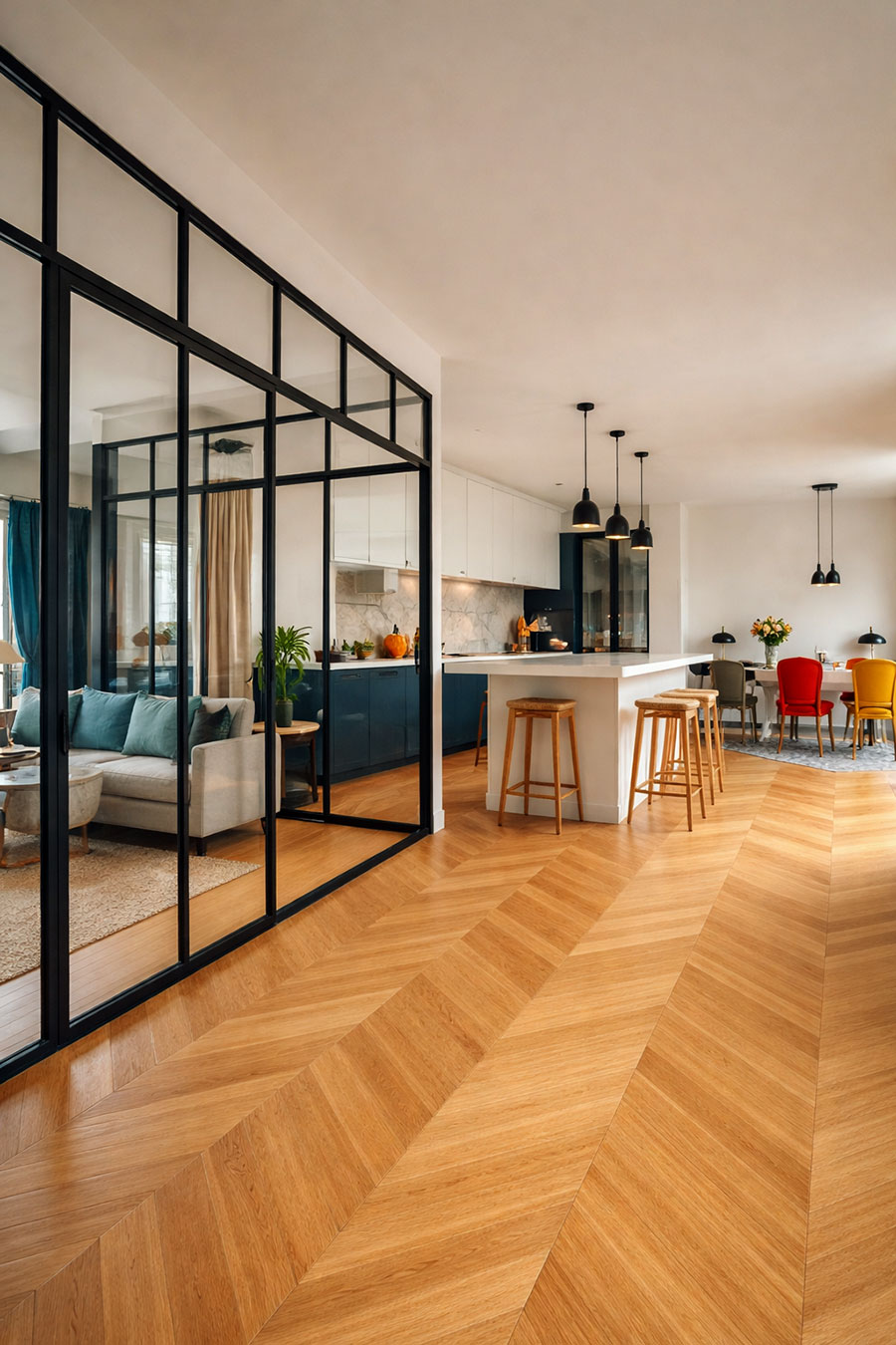 Parquet massif chêne verni - Point de hongrie chene massif verni brosse pr bis monceau naturel 92x15x510mm - certifi&eacute; fsc 100 %