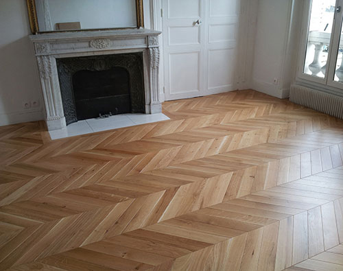 Parquet Massif Chêne Verni - POIN39267 - Point de hongrie chene massif verni brosse naturel pr bis 90x14x510mm - certifié fsc 100 %
