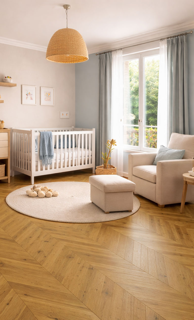 Parquet Massif Chêne Verni - POIN39272 - Point de hongrie chene massif verni brosse rustique tradition nature 70x15x530mm - certifi&eacute; fsc 100 % - lot de 60.52m&sup2;