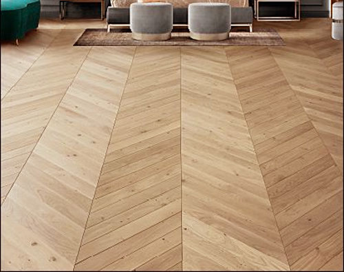point de hongrie 45° ch�ne massif campagne verni mat 90x14x l600mm go 4 - certifié pefc 100%