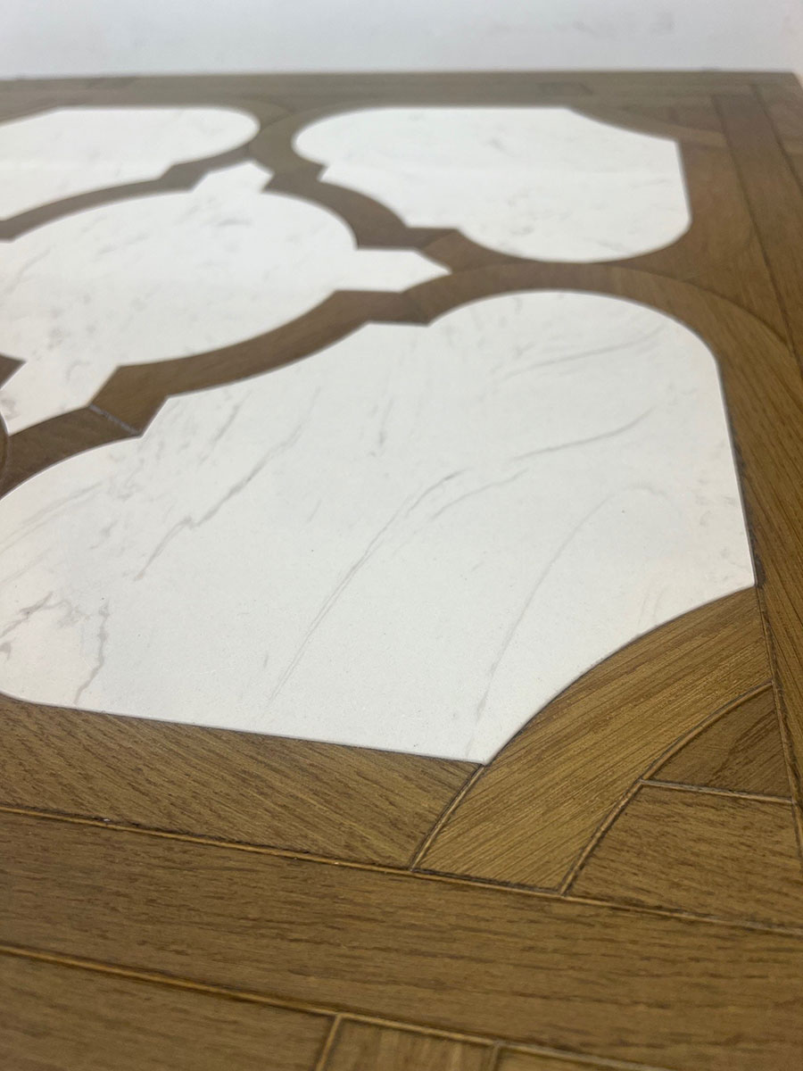 Thumbnail 3 Dalles parquet versailles Dalle marqueterie chêne  fumé incrustation marbre blanc pr bis 600x600x15mmx4mm de couche d'usure DALLE3000 Dalles parquet versailles