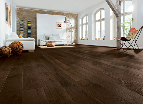 Parquet massif chêne huilé - Chêne massif huilé rustique brossé chocolat 160x15mm - certifié fsc 100 % 
