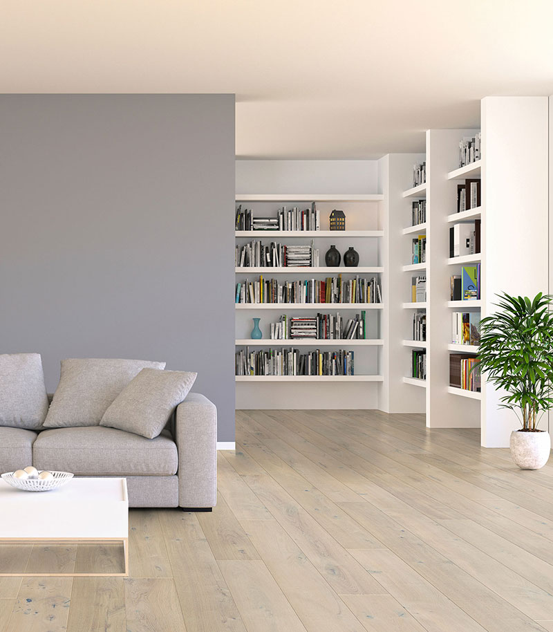 Parquet massif chêne huilé - Chêne massif huilé rustique brossé blanc neige 140x20mm- certifié fsc 100 %
