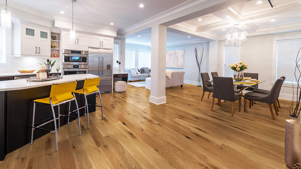 Parquet massif chêne huilé - Chêne massif huilé brossé rustique miel 140x15x400-2200mm certifié fsc 100 %
