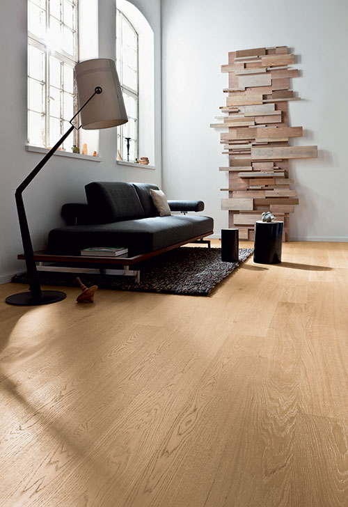 Parquet massif chêne verni - Chêne massif verni chêne clair mat lisse pr bis  130x14mm 4 chanfreins - certifié pefc 100%