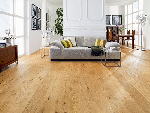 Parquet massif chêne verni - Chêne massif verni brossé rustique naturel 120x14x  - certifié fsc 100 %