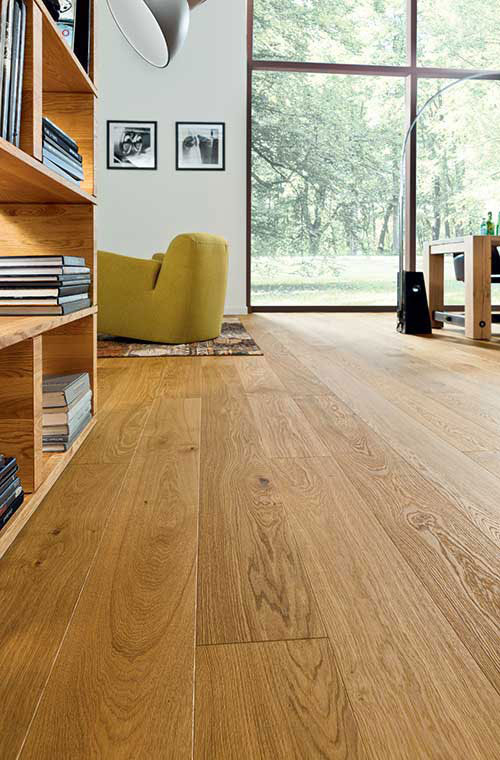 Parquet massif chêne verni - Parquet chêne massif verni brossé country campagne piqué sahara - 160 x 14 x - certifié fsc 100 %