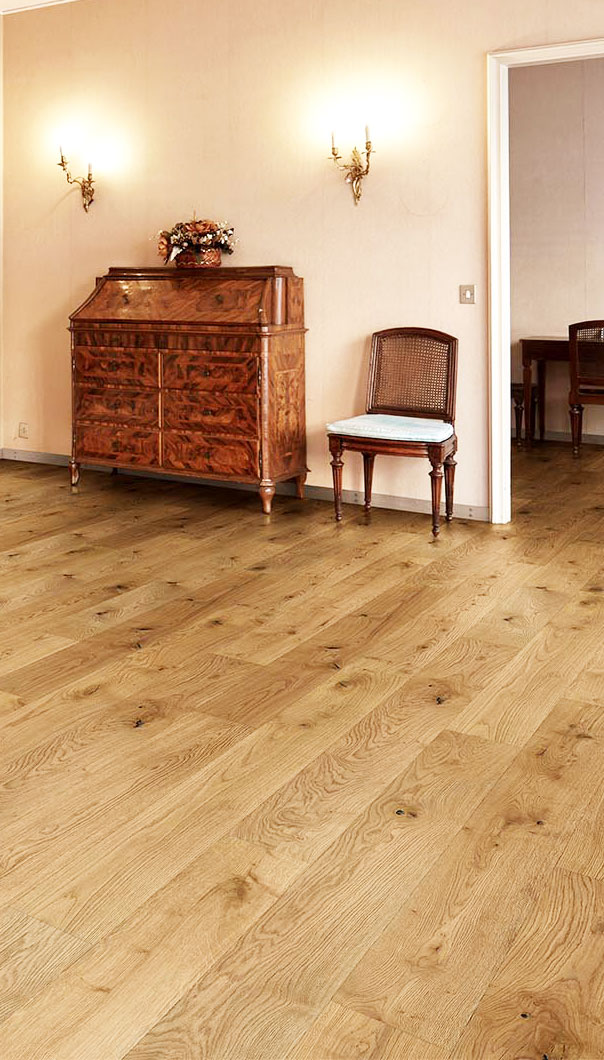 Parquet massif chêne verni - Chêne massif verni brossé rustique naturel 120x14mm lv - certifié fsc 100 %