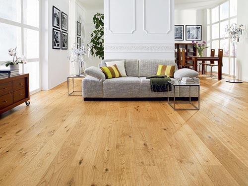 Parquet massif chêne verni - Chêne massif verni brossé rustique naturel 120x14mm  l1500 - certifié fsc 100 %  