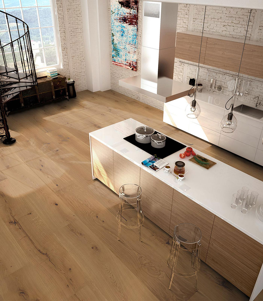 Parquet pleine lame chêne verni - Chêne pleine lame verni brossé rustique go4 hercule 160x14x1500/1800/2300mm - certifié fsc 100 %