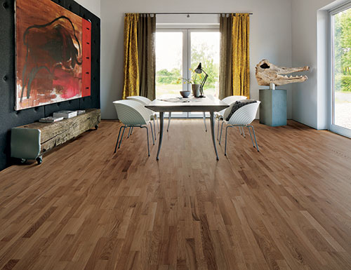 Parquet pleine lame chêne verni - Chêne pleine lame verni brossé antique nut pr bis go4 70x14x350 à 600mm - certifié fsc 100 %