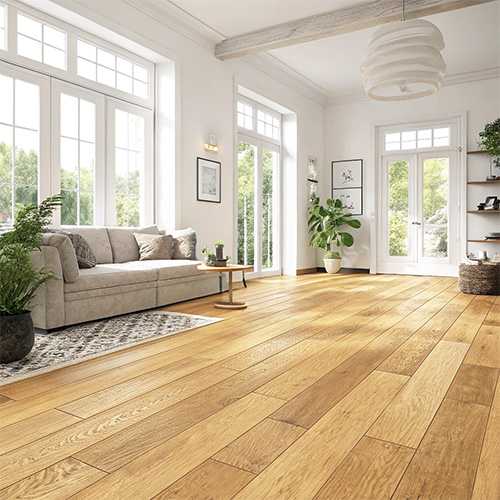 Parquet massif chêne verni - Chêne massif verni brossé go4 pr bis naturel soleil de provence 125x15mm -certifié fsc 100%