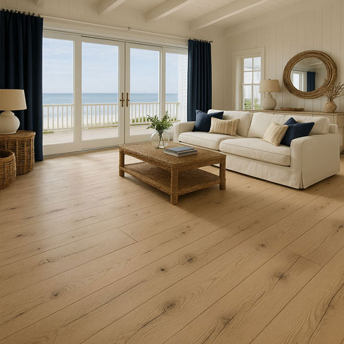 Parquet flottant chêne verni - Ch&ecirc;ne contrecoll&eacute; a l'ancienne verni bross&eacute; invisible marguerite 190x15x650-1900mm go-4 - 4mm de couche d'usure