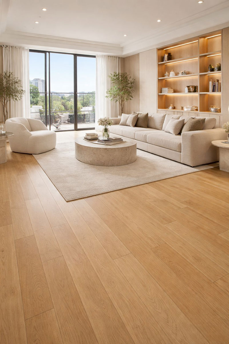 Parquet flottant chêne verni - Ch&ecirc;ne contrecoll&eacute; verni bross&eacute; pr bis empereur naturel 190x15x950-1900mm go-4 - 4mm de couche d'usure