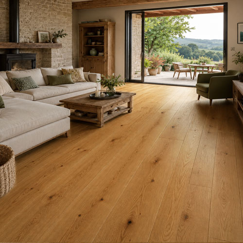 Parquet flottant chêne verni - Ch&ecirc;ne contrecoll&eacute; verni bross&eacute; rustique naturel mimosa 190x15x650 a 1900mm go-4 - 4mm de couche d'usure