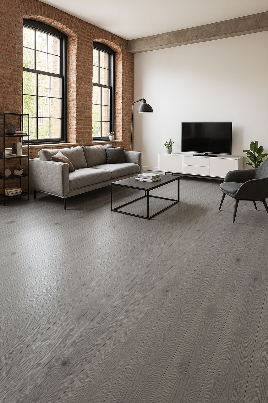 Parquet flottant chêne verni - Chêne contrecollé rustique verni brossé streey grey 190x18x400 a 1900mm - certifié fsc 100 %