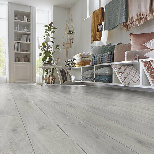 Parquet stratifié décoart monaco - Chêne prestige blanc stratifié decoart  - gamme monaco - 1380mmx157mmx10mm - certifié fsc mix credit