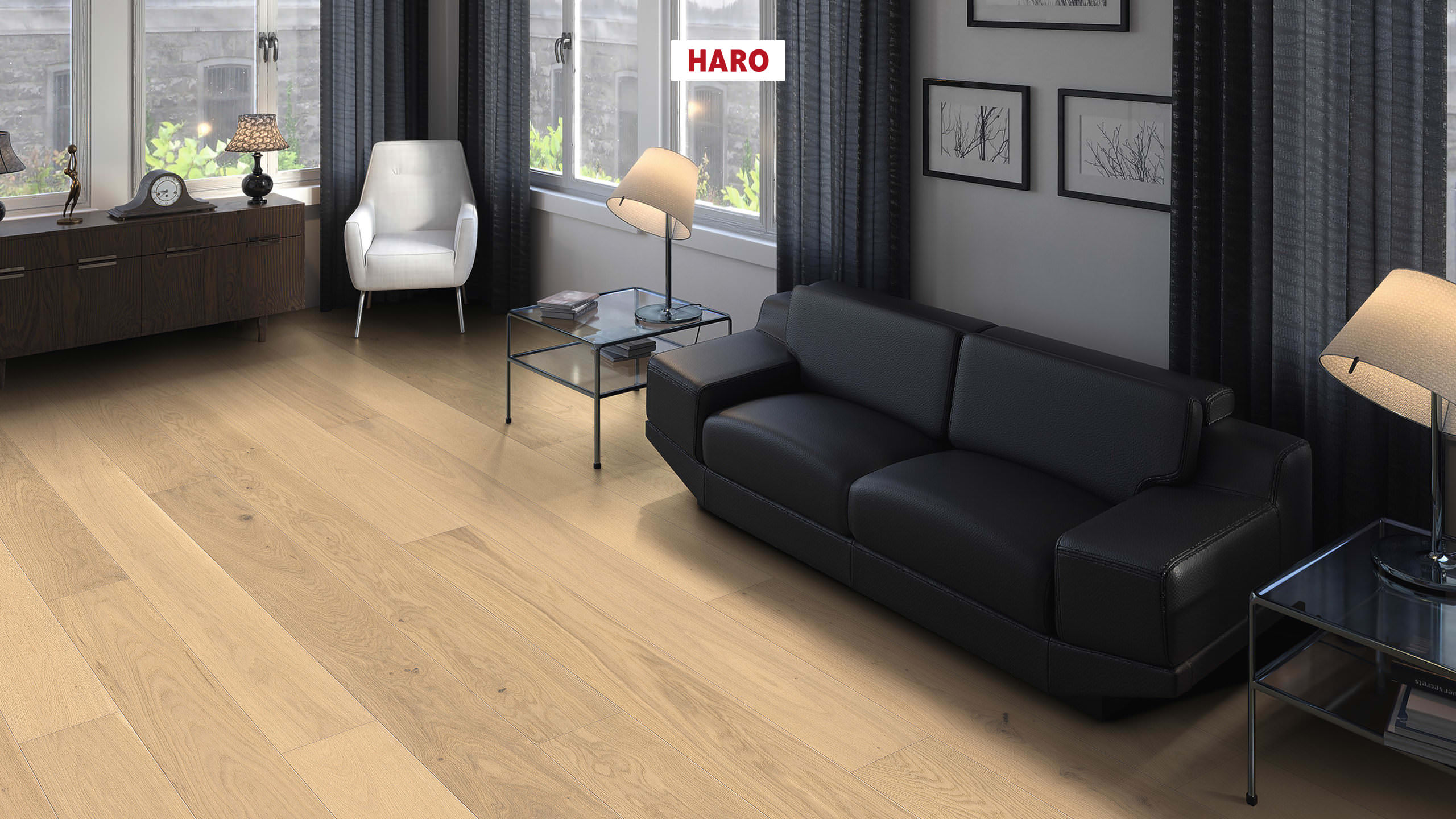 Parquet flottant chêne huilé - Haro parquet 4000 - chêne contrecollé invisible petits noeuds verni brossé - 180x11mm - 5g - certifié pefc 70%
 