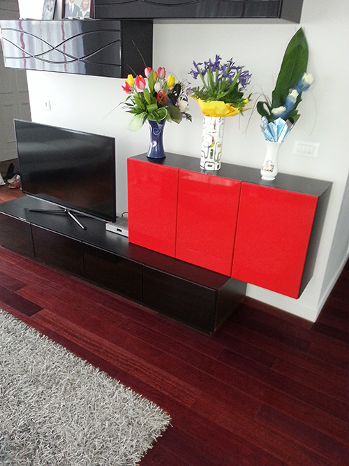 Lots fin de série parquet - Kempas massif verni teinte aubergine 120mm x15mm lot de 2,40 m²