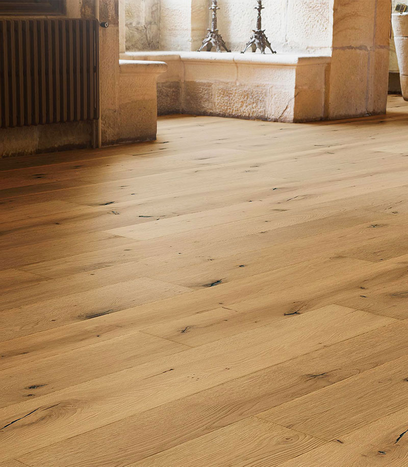 Parquet massif chêne huilé - Zurich - chêne massif huilé rustique brossé miel pure 200x20mm certifié fsc 100 %
