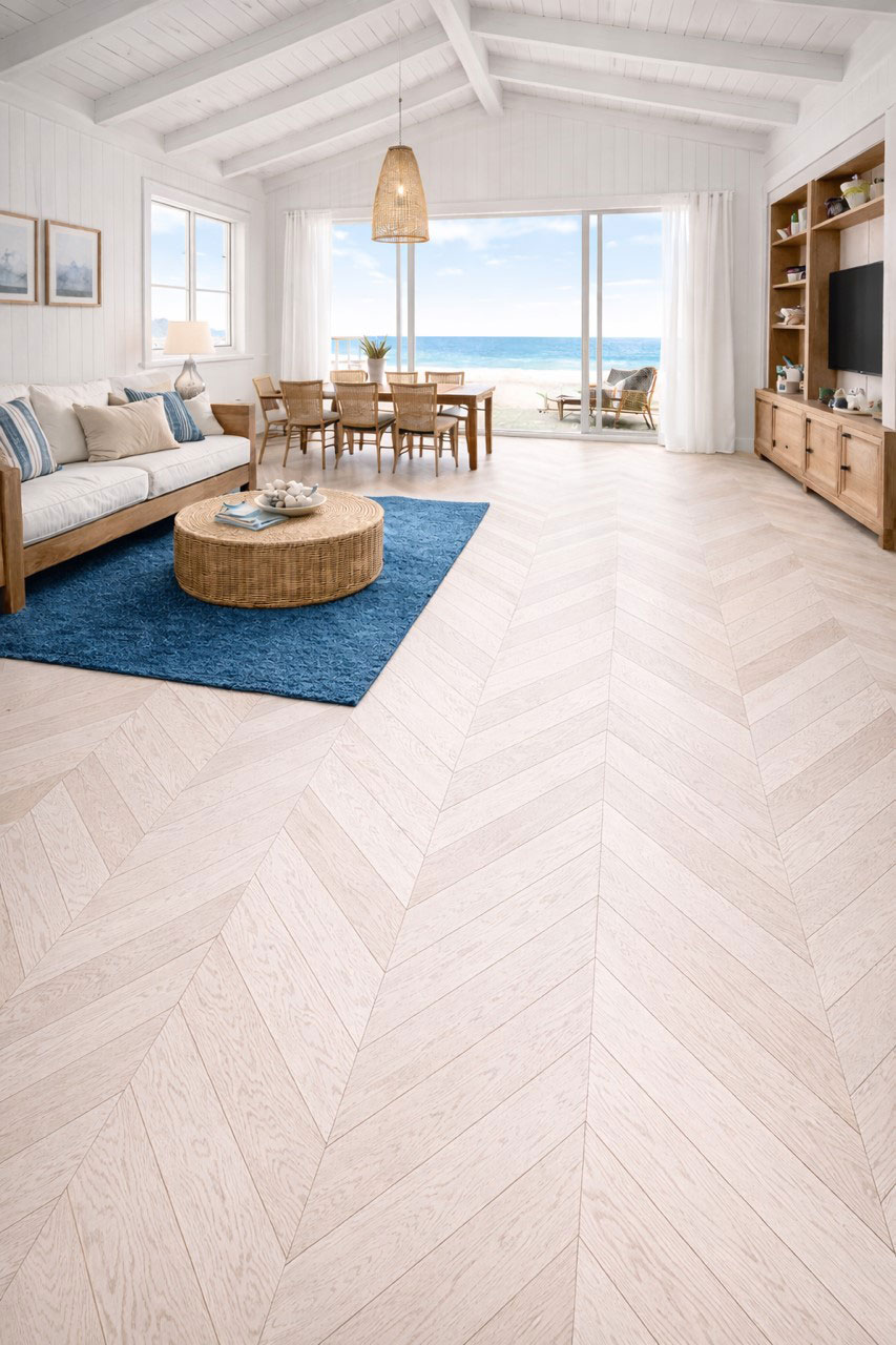 Parquet bambou massif - Point de hongrie 60&deg; bambou massif verni ch&ecirc;ne givr&eacute; go-4 100x15x650mm