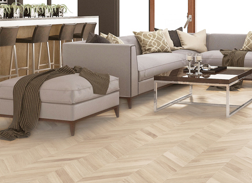 Parquet contrecollé chêne verni - Point de hongrie contrecollé verni brossé pr bis aspect bois brut 92x14x530mm