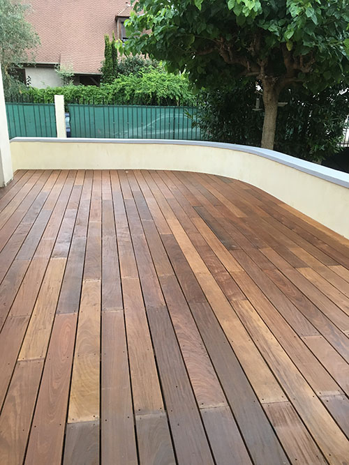 Parquet extérieur lames de terrasse bois massif - Lame de terrasse sophia ipe brut deck clipsable 1 face lisse 140x21x l450-l700mm