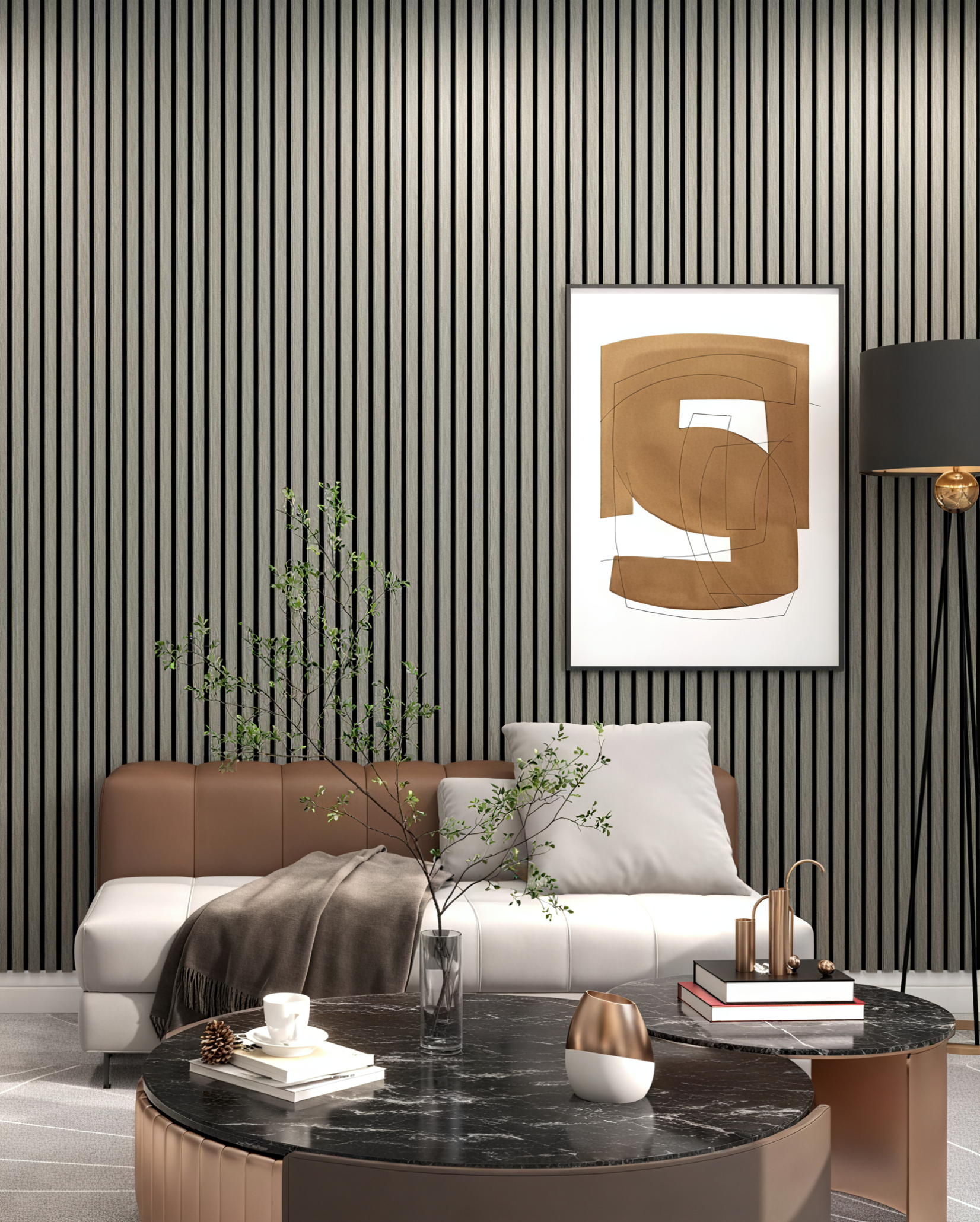 Panneaux acoustiques muraux - Panneau acoustique decoratif mural des songes en mdf pet finition chêne noir sur fond noir - dinachoc - 520x18x2400mm