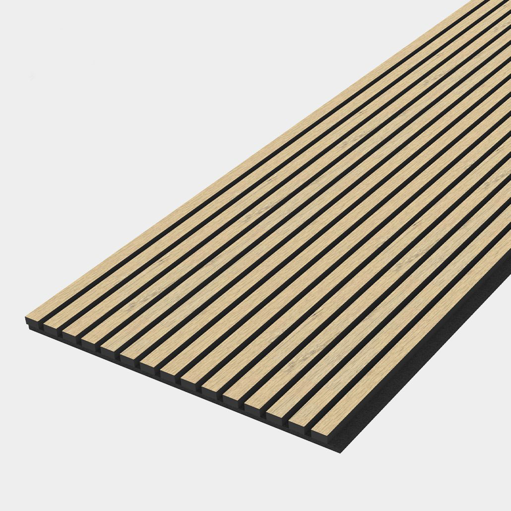 Thumbnail 2 Panneaux acoustiques muraux Panneau acoustique decoratif mural de l'aube en mdf pet finition chêne golden sur fond noir - dinachoc - 520x18x2400mm WALL46002 Panneaux acoustiques muraux