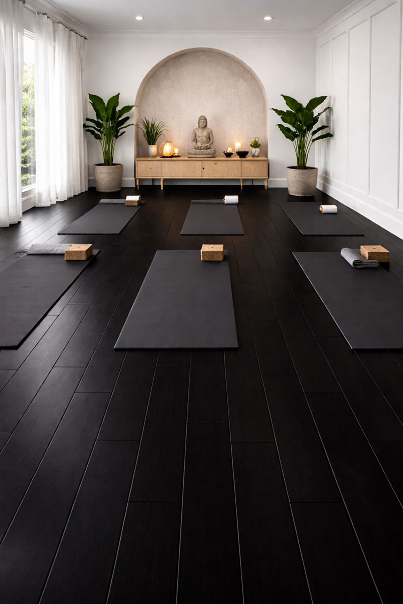 Bambou massif verni horizontal mat noir ristretto&nbsp; 130x15x1020mm