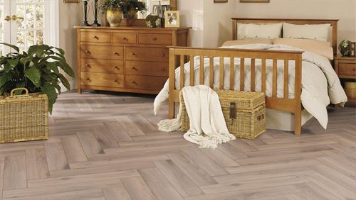 sol stratifié effet parquet Premibel Parquet motif bâton rompu